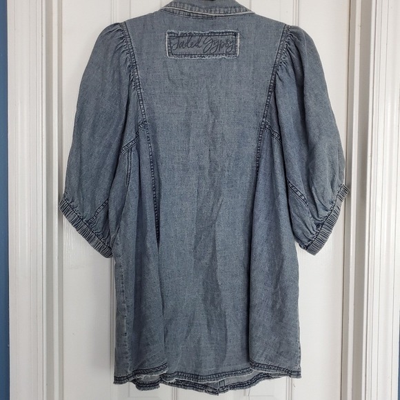 Rare Jaded Gypsy Come My Way Shirt Chambray Denim Button‎ Puffy Sleeve L/XL - Picture 6 of 9